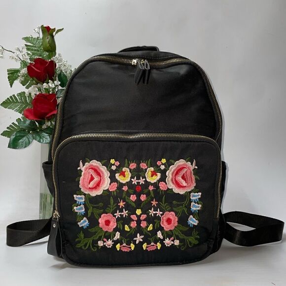 Kiss me Couture Satiny Embroidered Backpack Large - Picture 1 of 8
